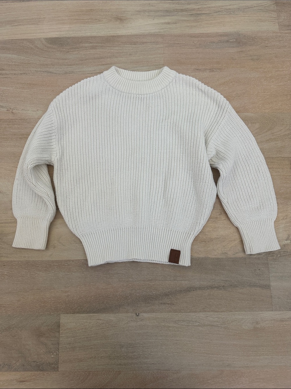 Little Bipsy Cream Knit Crewneck Sweater